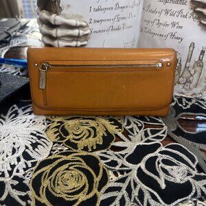 Hobo International Leather Bi-fold Long Wallet Orange Brown